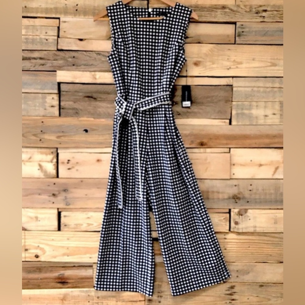 Tommy Hilfiger Navy and White Gingham Jumpsuit